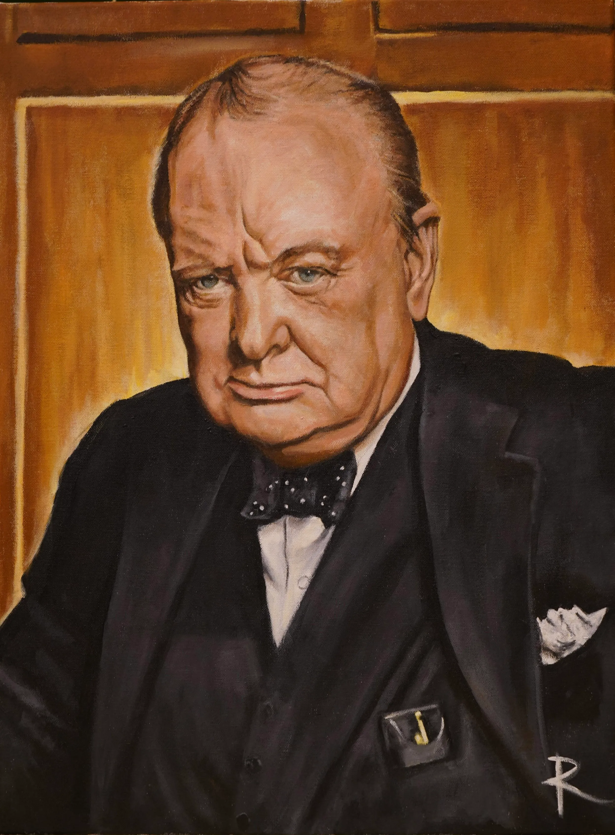 Acrylic portrait of Winston Churchill by Sam Roffey